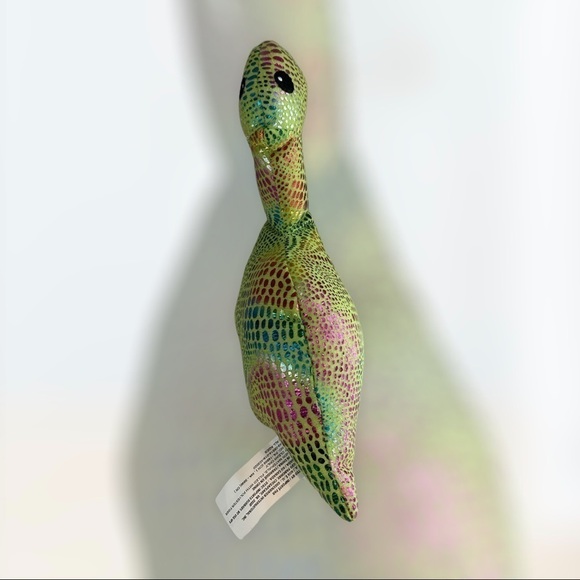 Long Neck sparkly rainbow dinosaur plush 9 inch - Picture 2 of 4